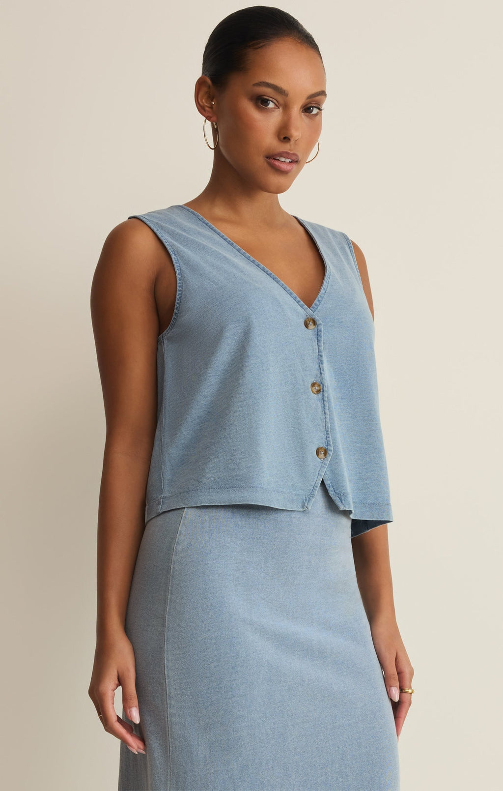 Noelle Jersey Denim Tank